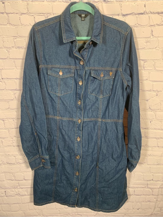 Frye Dresses & Skirts - Frye Womens Long Sleeve Denim Mini Dress Button Front Size XL Western Casual